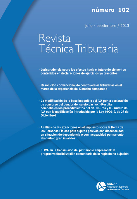 					Ver Vol. 3 Núm. 102 (2013): Revista Técnica Tributaria - Nº 102
				