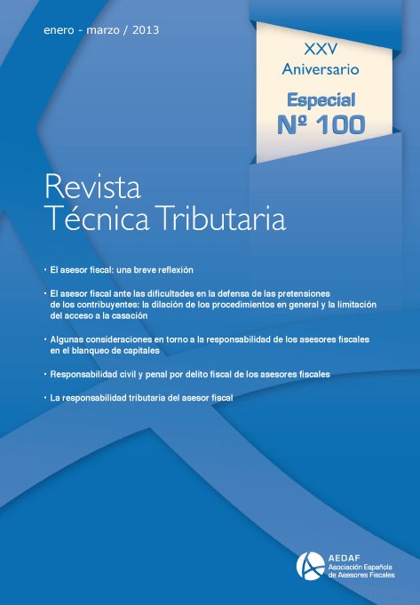 					View Vol. 1 No. 100 (2013): Revista Técnica Tributaria - Nº 100
				