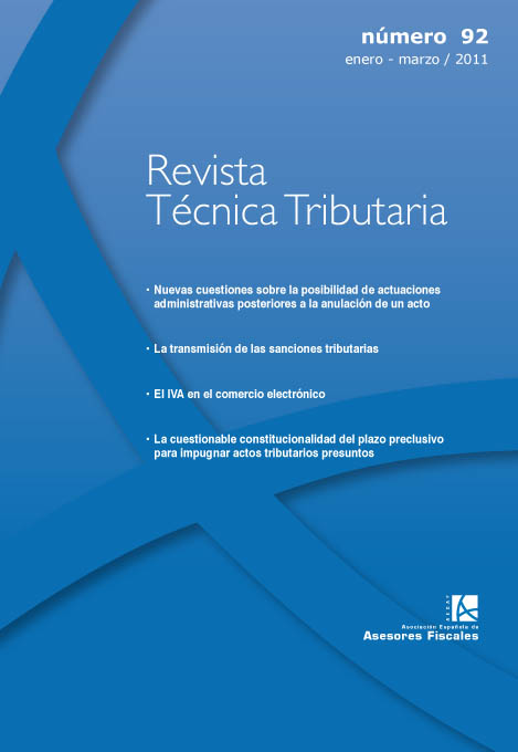 					Ver Vol. 1 Núm. 92 (2011): Revista Técnica Tributaria - Nº 92
				